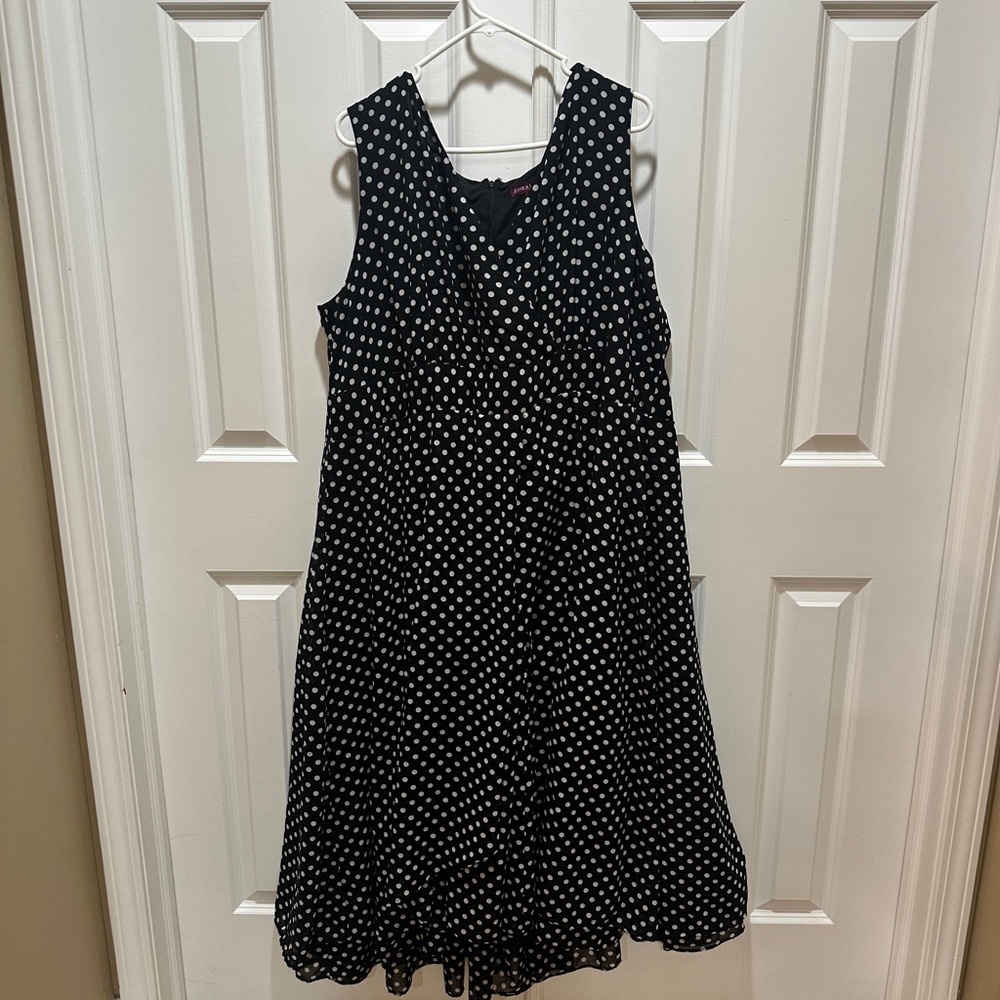 Jessica London Black Dress with White Polka Dots